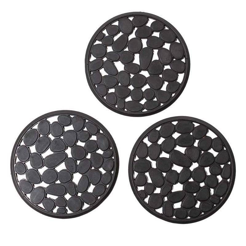 Recycled Rubber Garden Stepping Mats, Set of 3 - Pebble